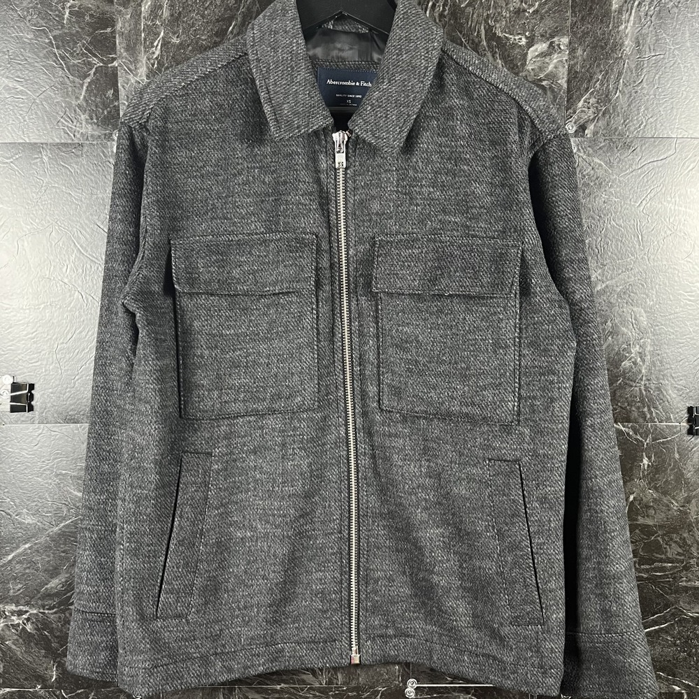 Abercrombie&Fitch Men's Grey Pocket Chore Harrington Jacket XS